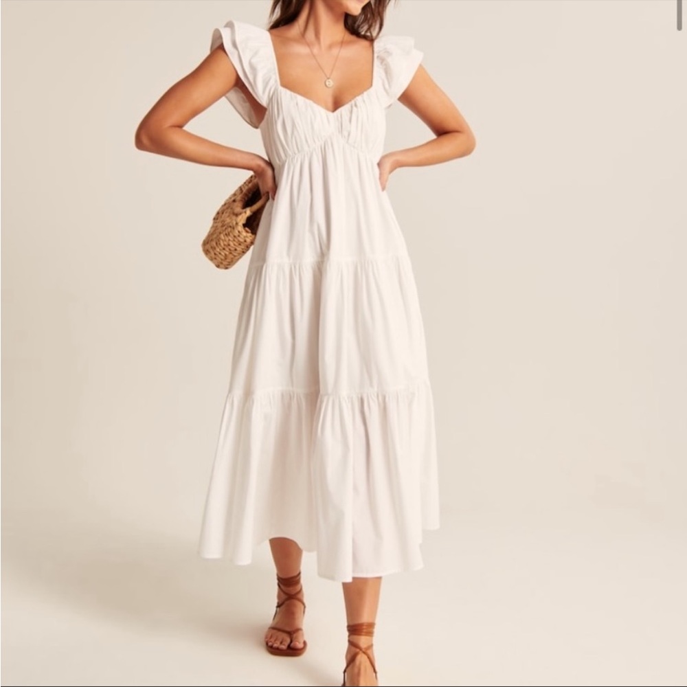 Abercrombie white midi dress